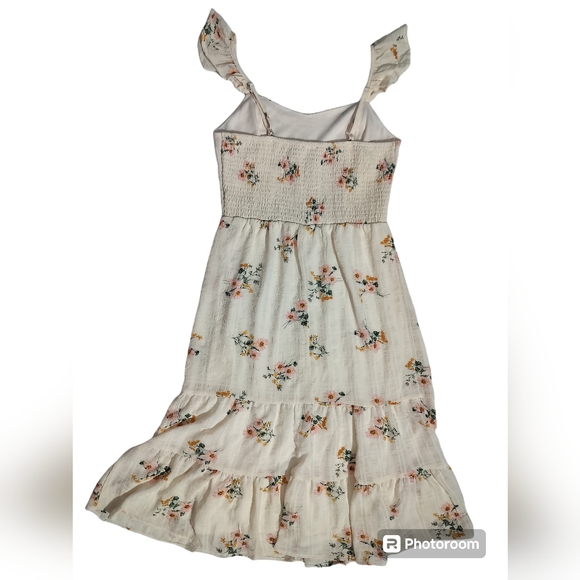 🆕 Lily Rose Ivory floral midi dress sleeveless tiered size M - Picture 6 of 12